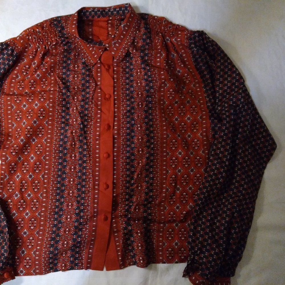 Vintage Young Traditions Pattern Button Down Shirt - image 2